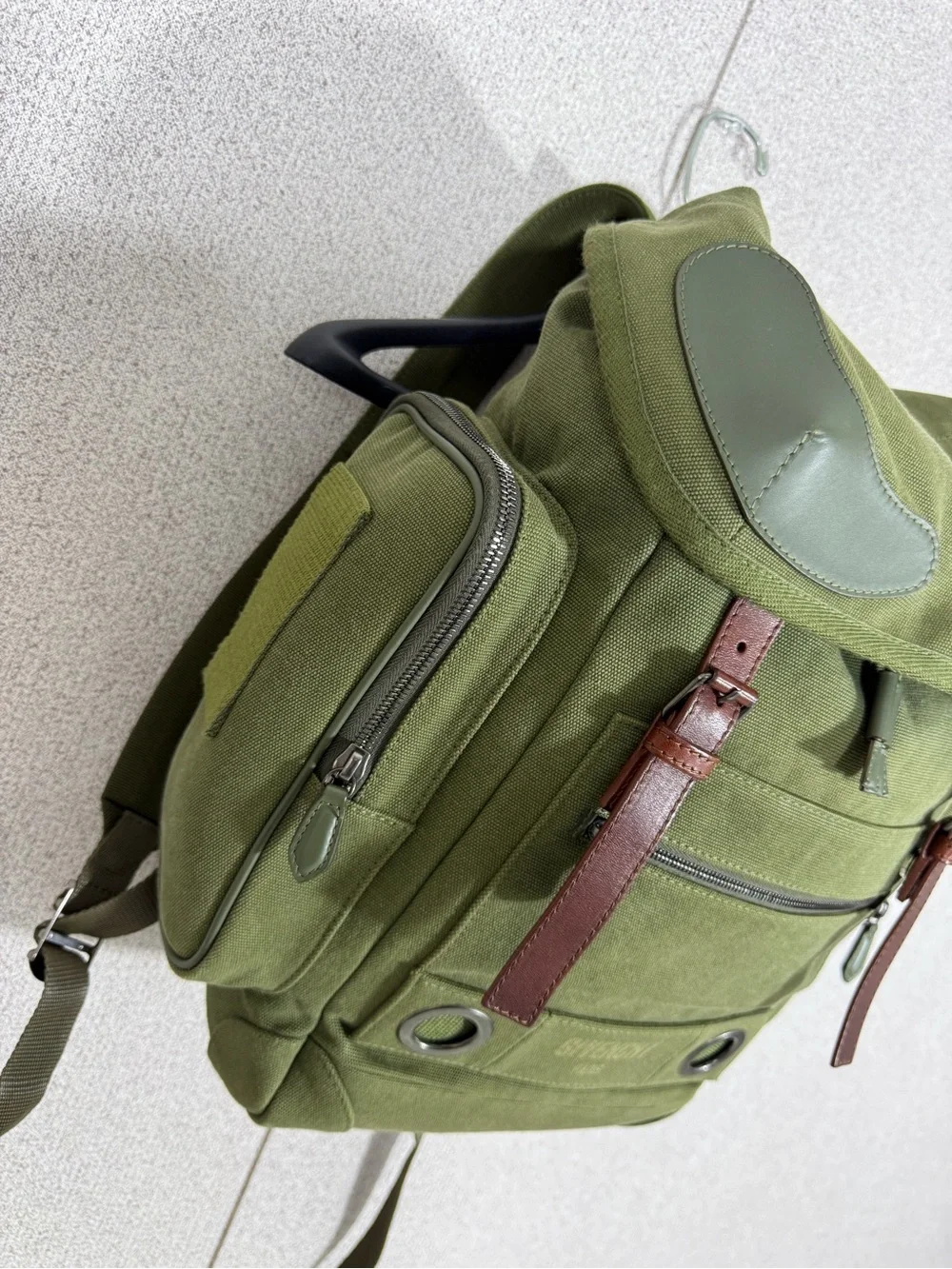 Givenchy Rider Army Green Canvas Leather Military Rucksack Backpack
